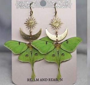 Brass Luna Moth Earrings