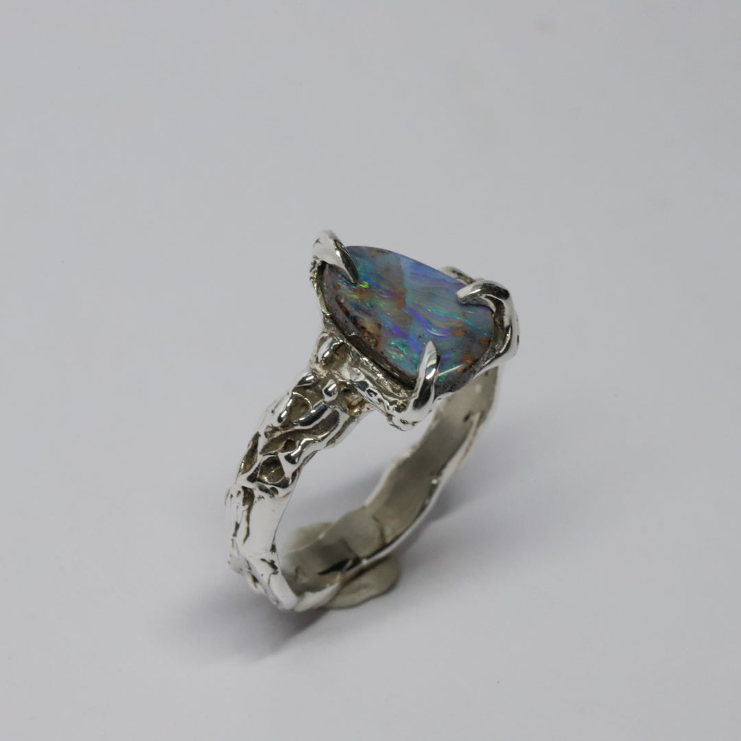 Sterling Silver Boulder Opal Ring (size 11)