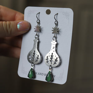 Green Witch Potion Bottle Earrings