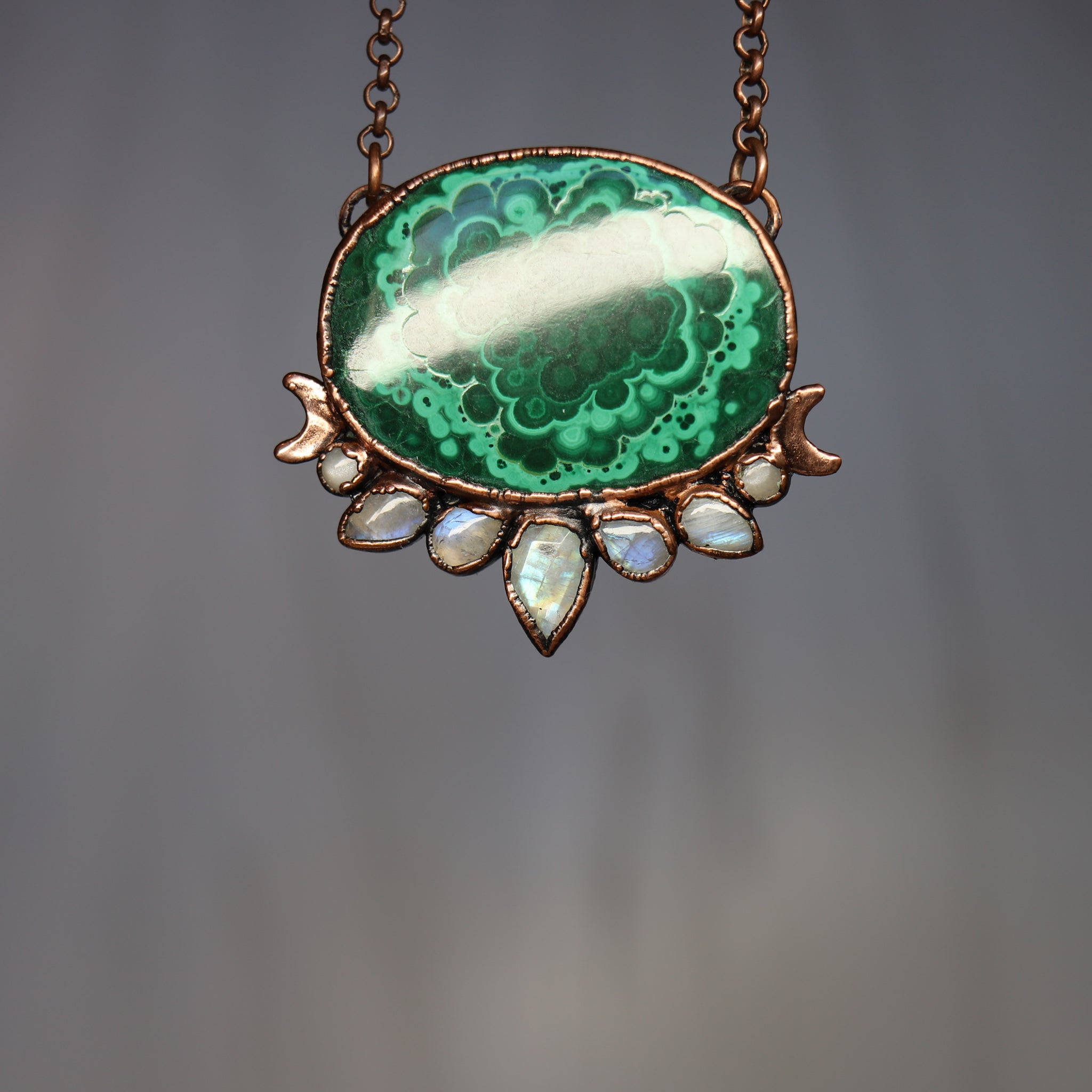 Malachite Moon phase Necklace