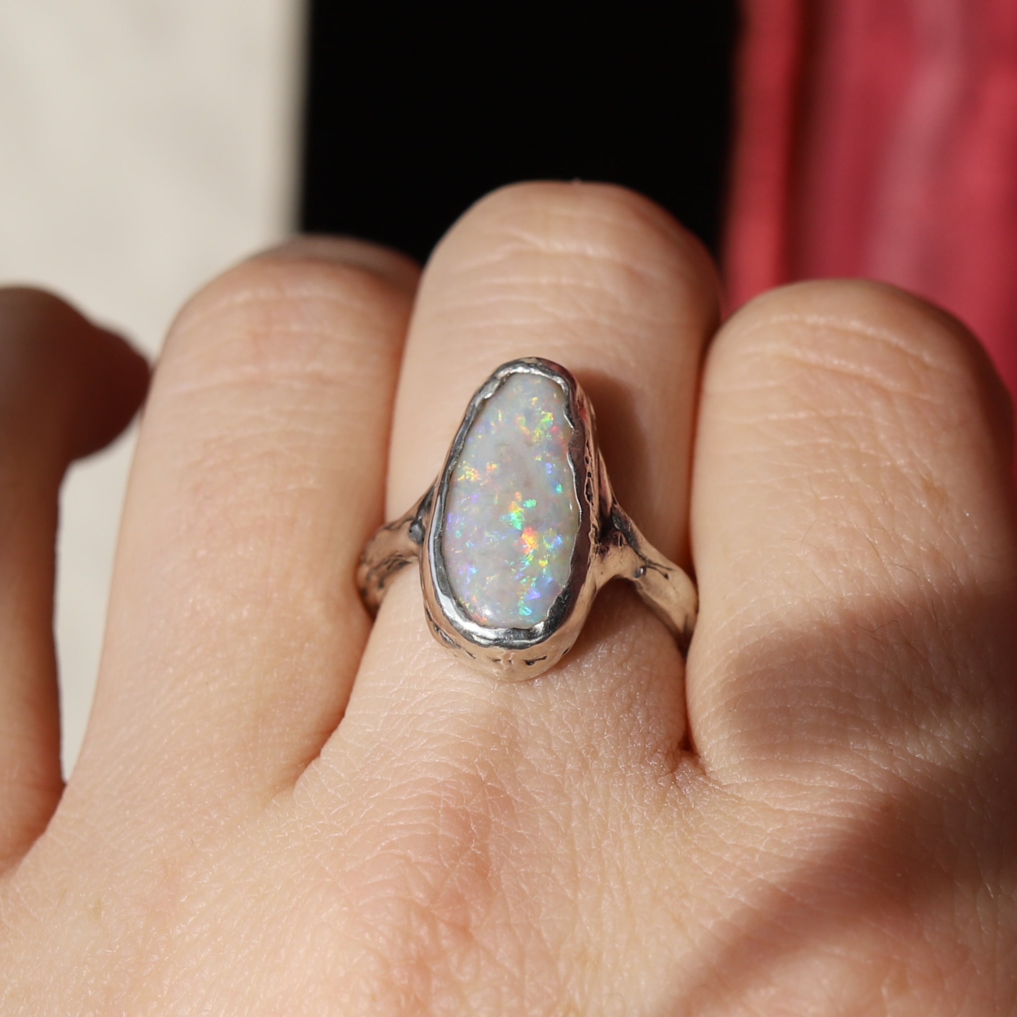 Australian opal Silver Ring size 7