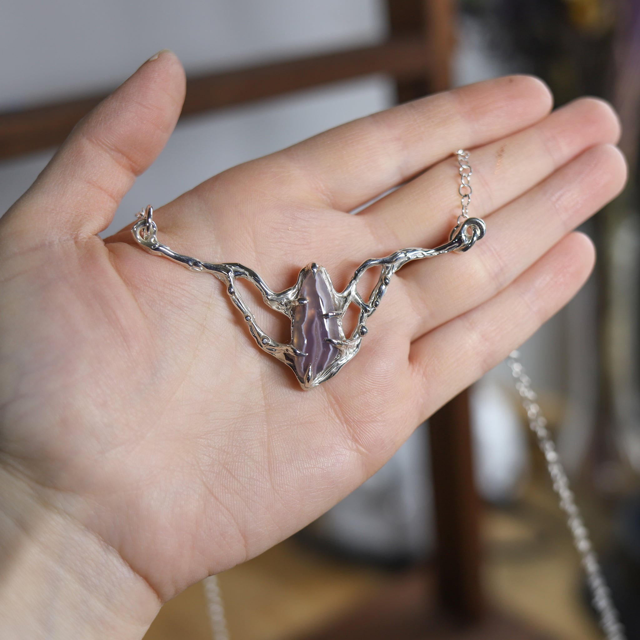 Lavender Agate Bib Necklace