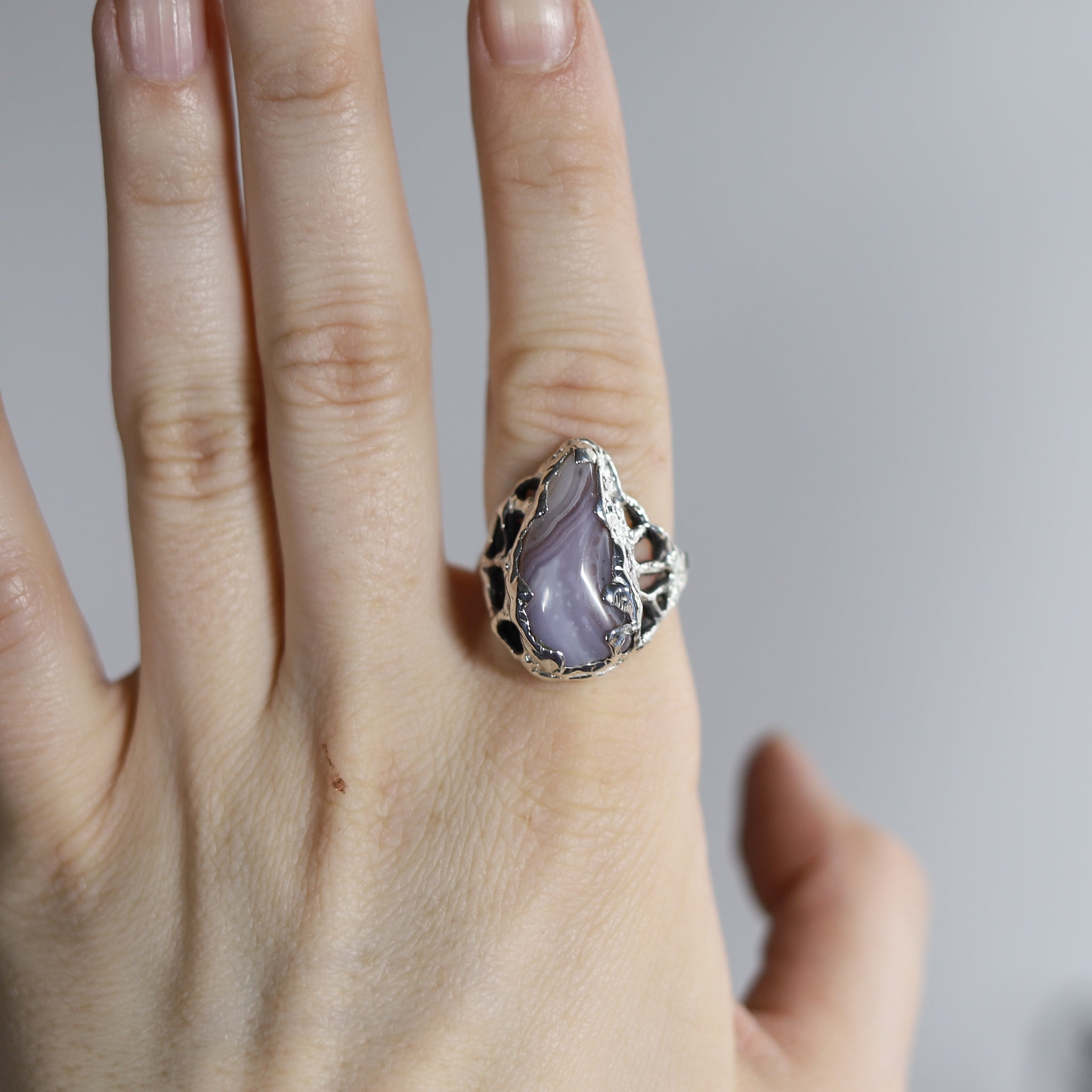 Lavender Agate Ring size 8