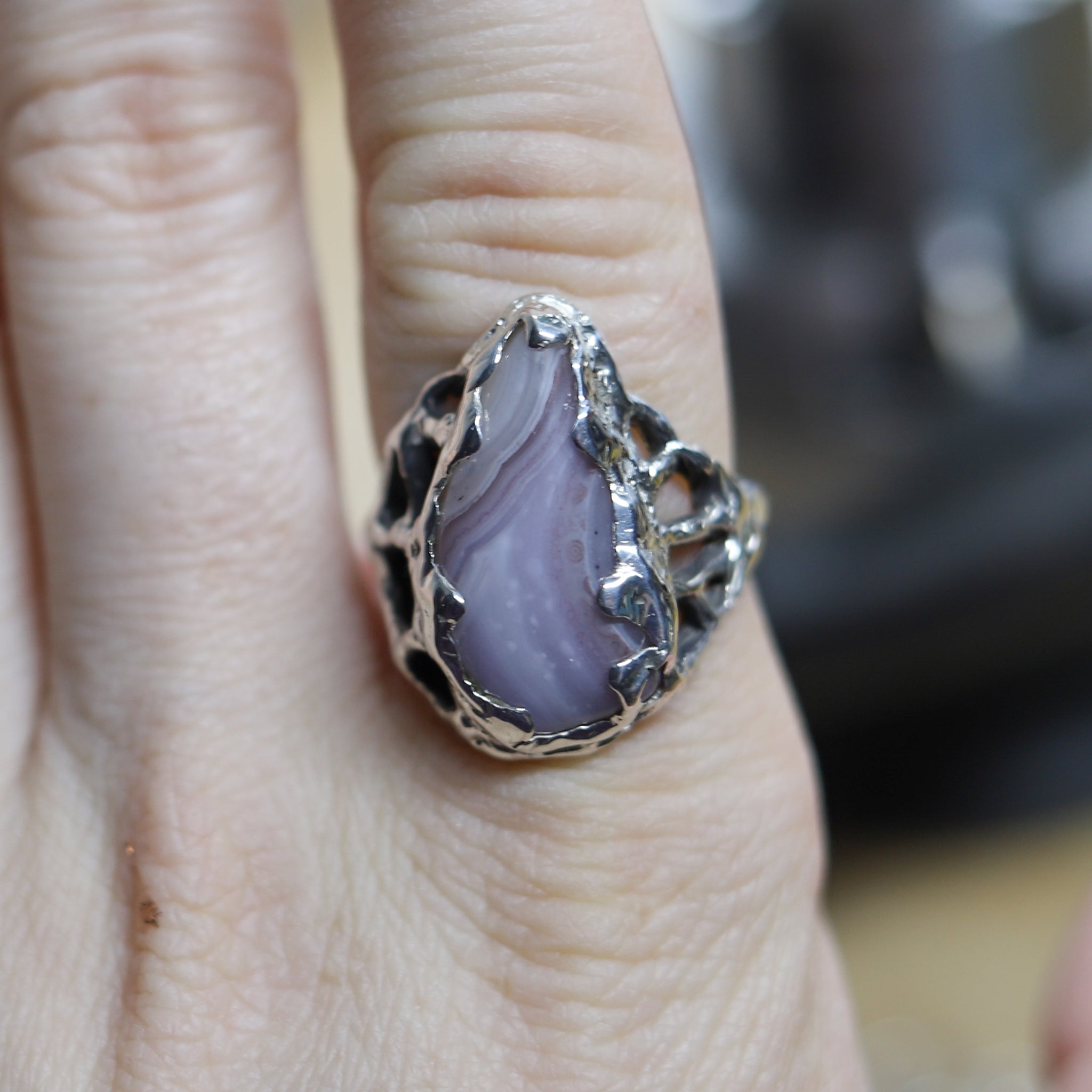 Lavender Agate Ring size 8