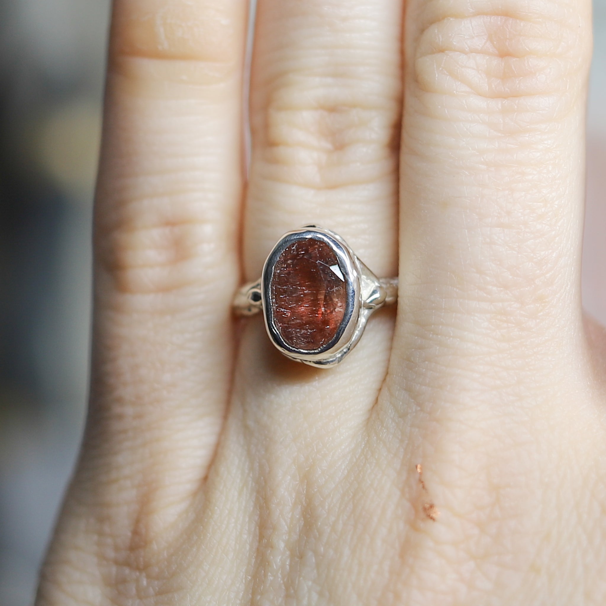 Rutilated Strawberry Quartz Ring size 6