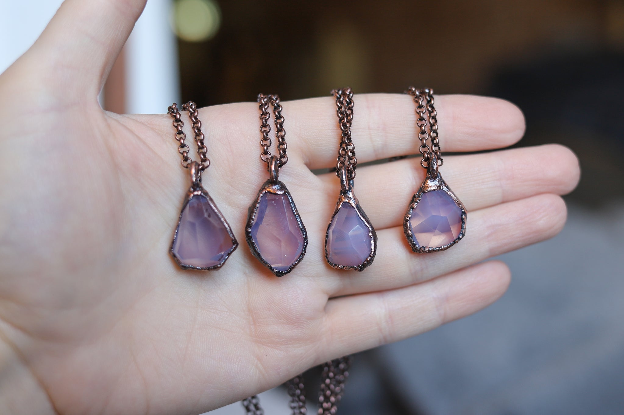 Lavender Quartz Gem Necklace - C