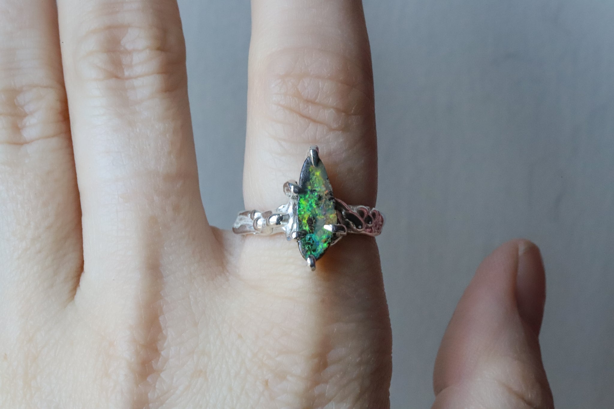 Australian Boulder Opal Ring size 8.5