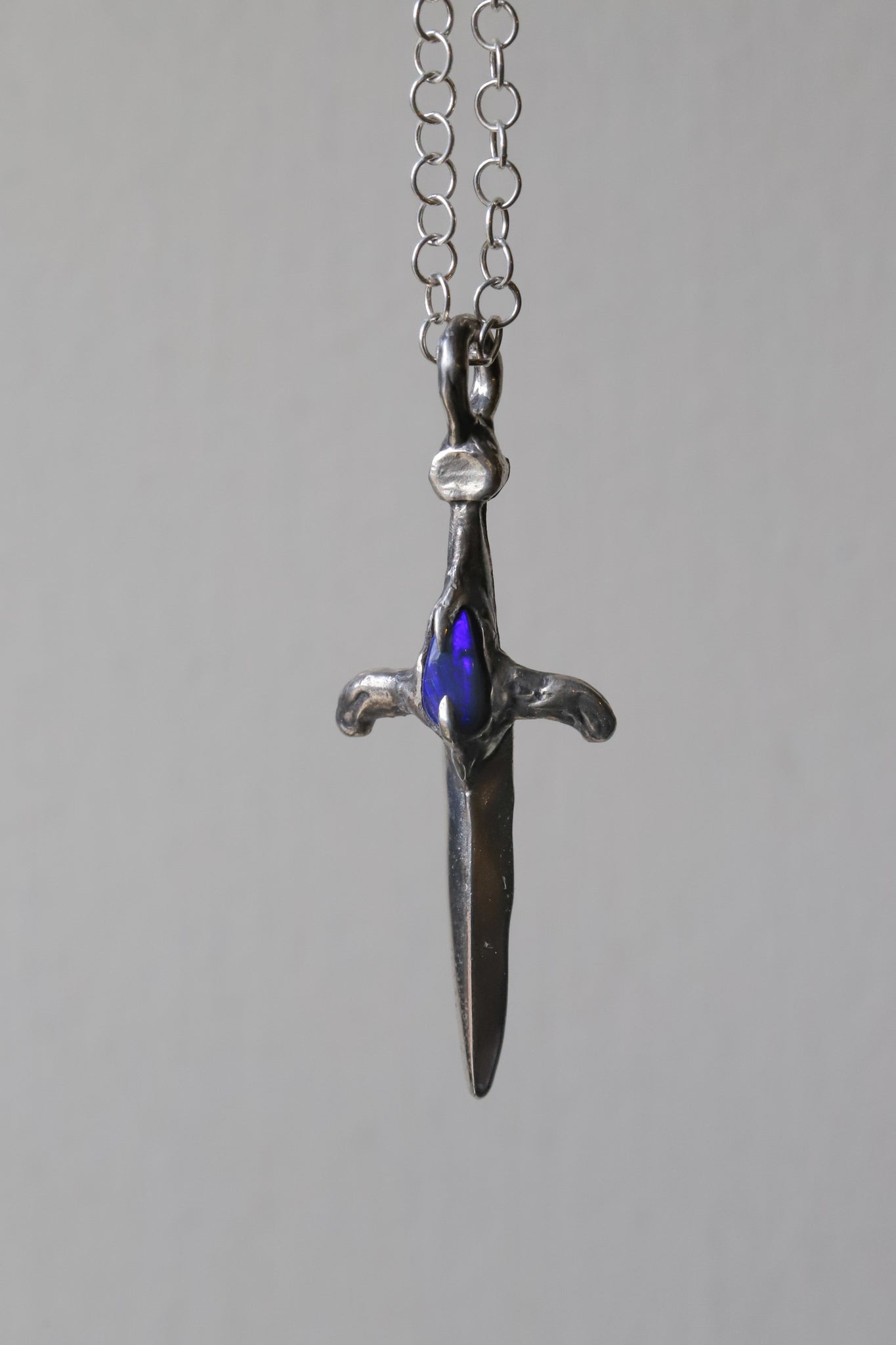 Silver Dagger Necklace - Australian Opal