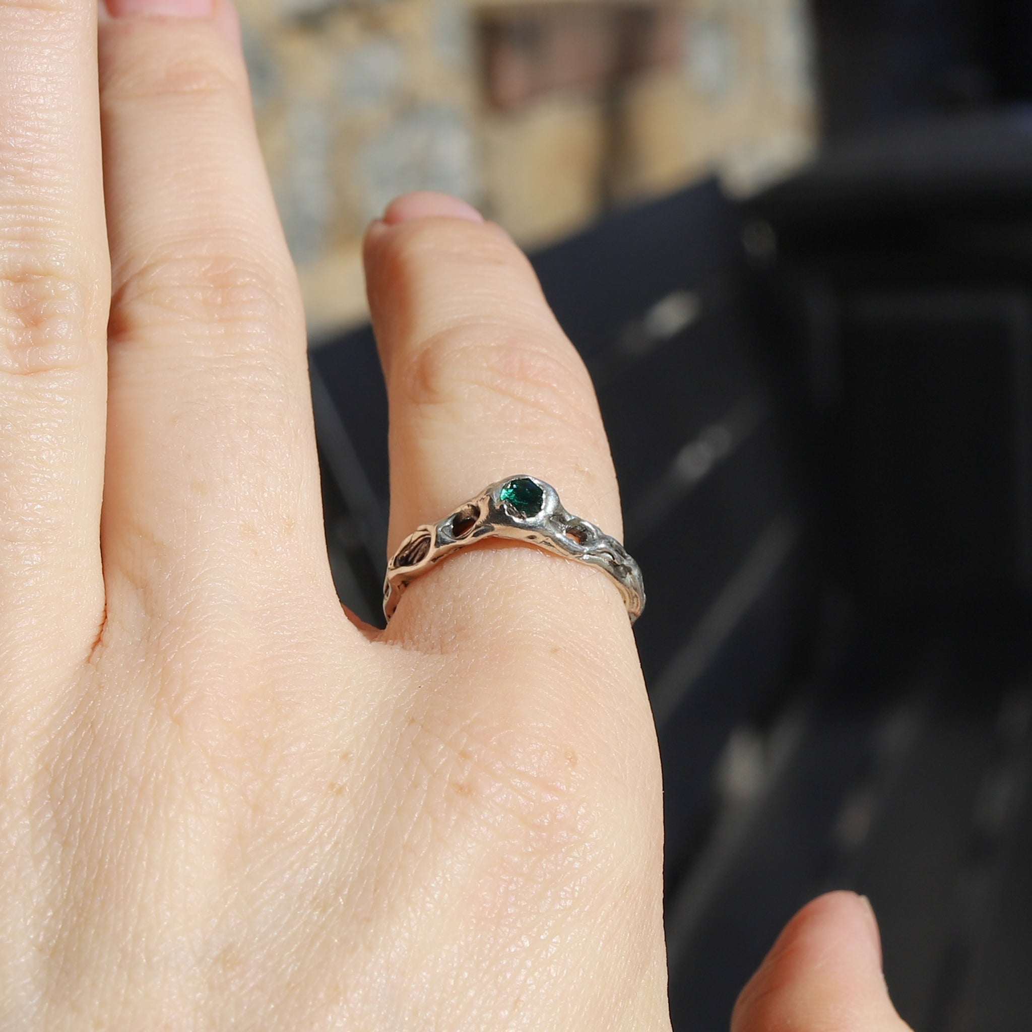 Molten Emerald Ring size 7.75