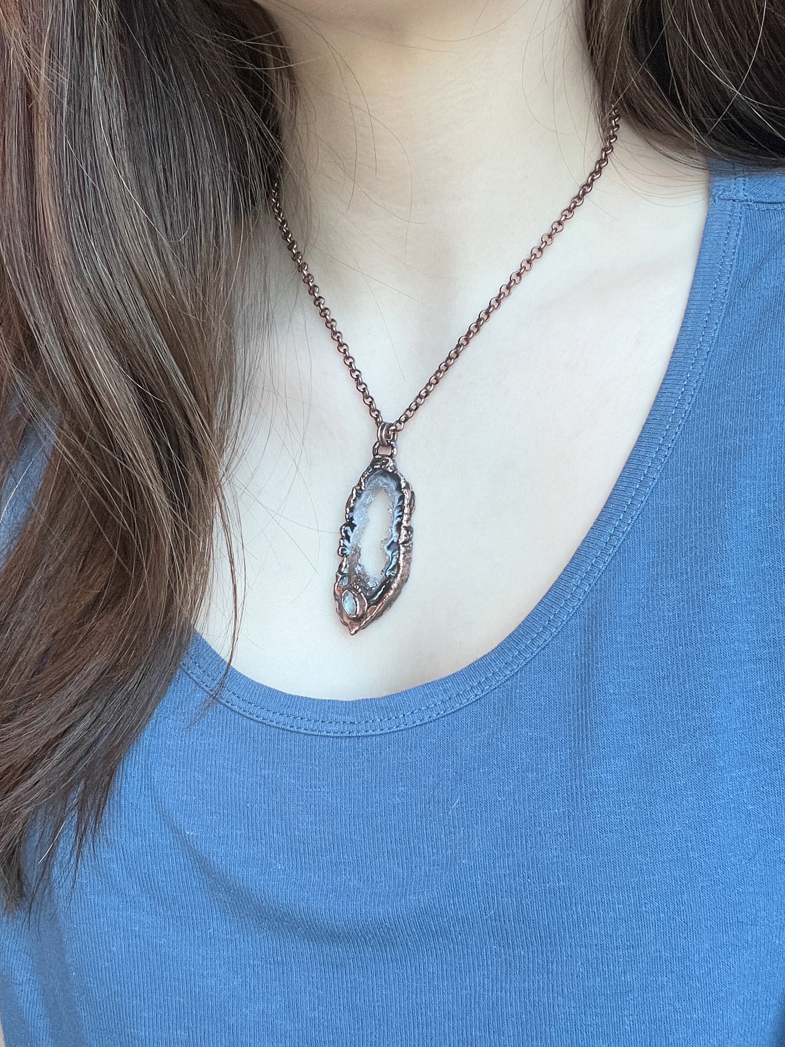 Geode Slice & Moonstone Necklace