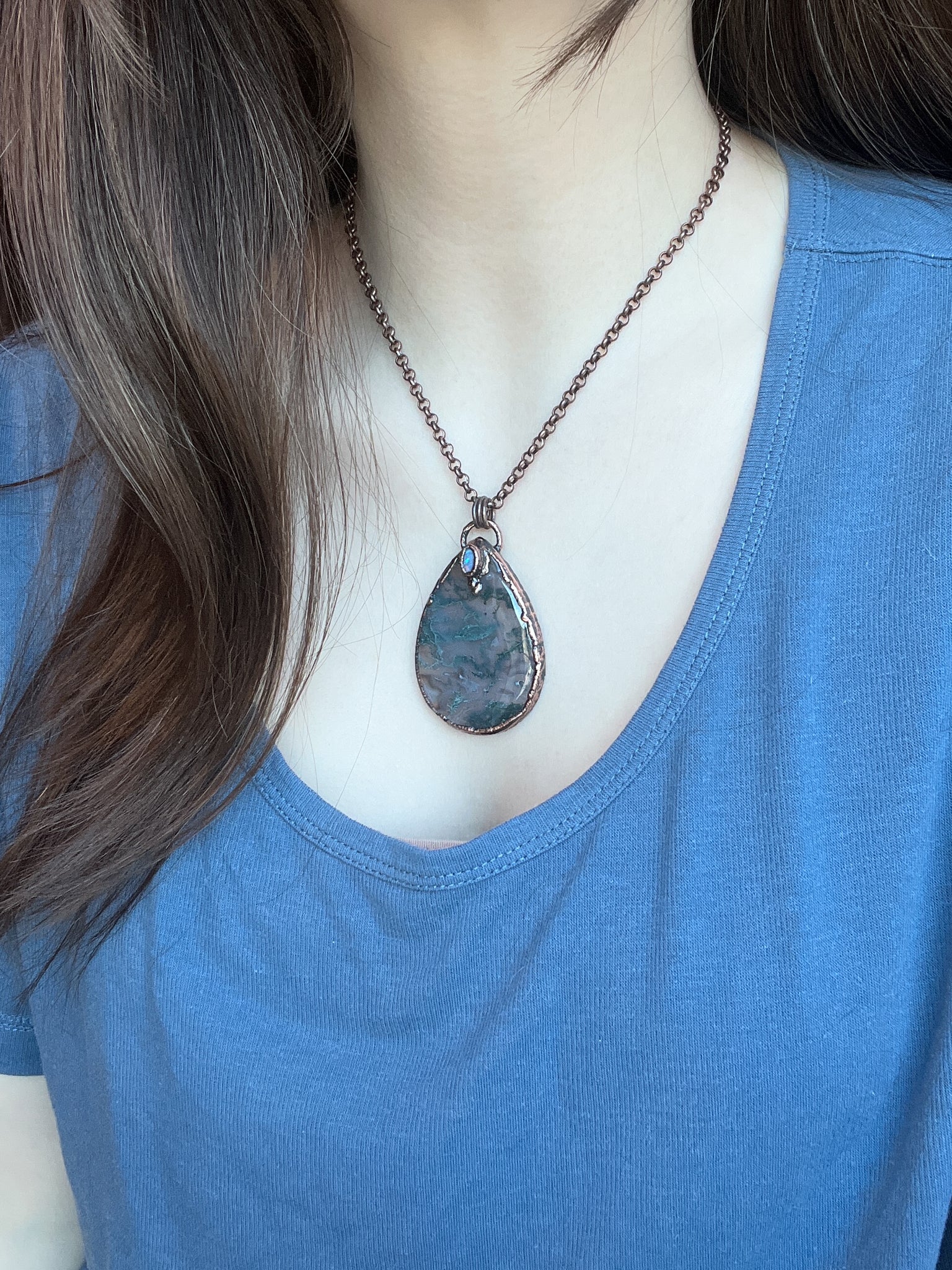 Moss Agate & Opal Necklace