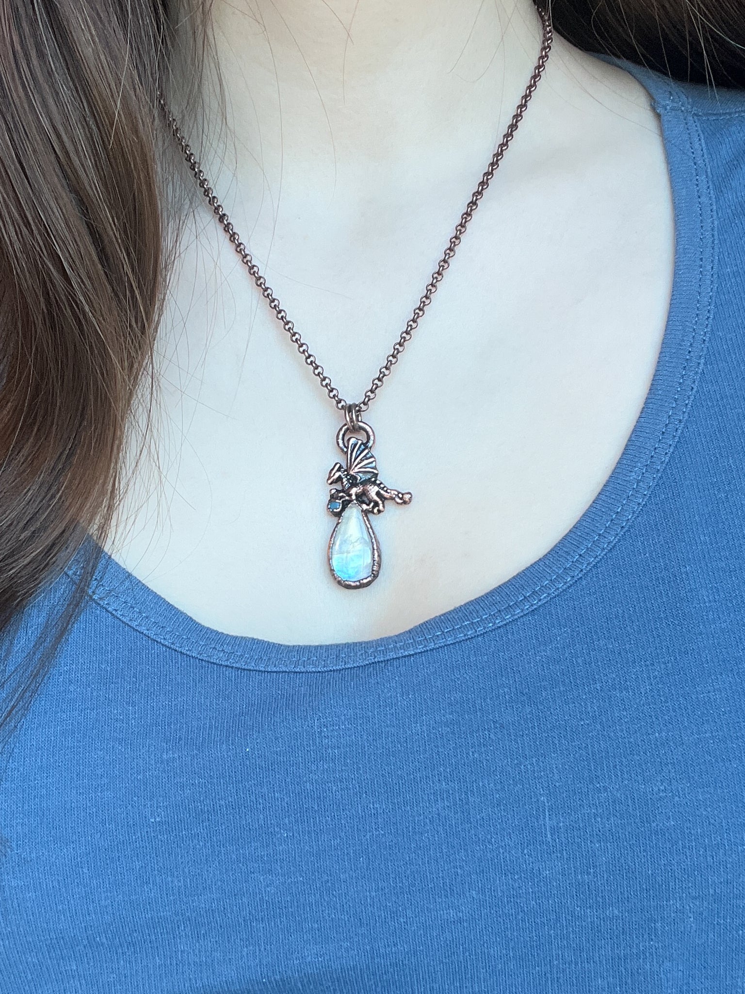 Moonstone & Opal Dragon Necklace (b)