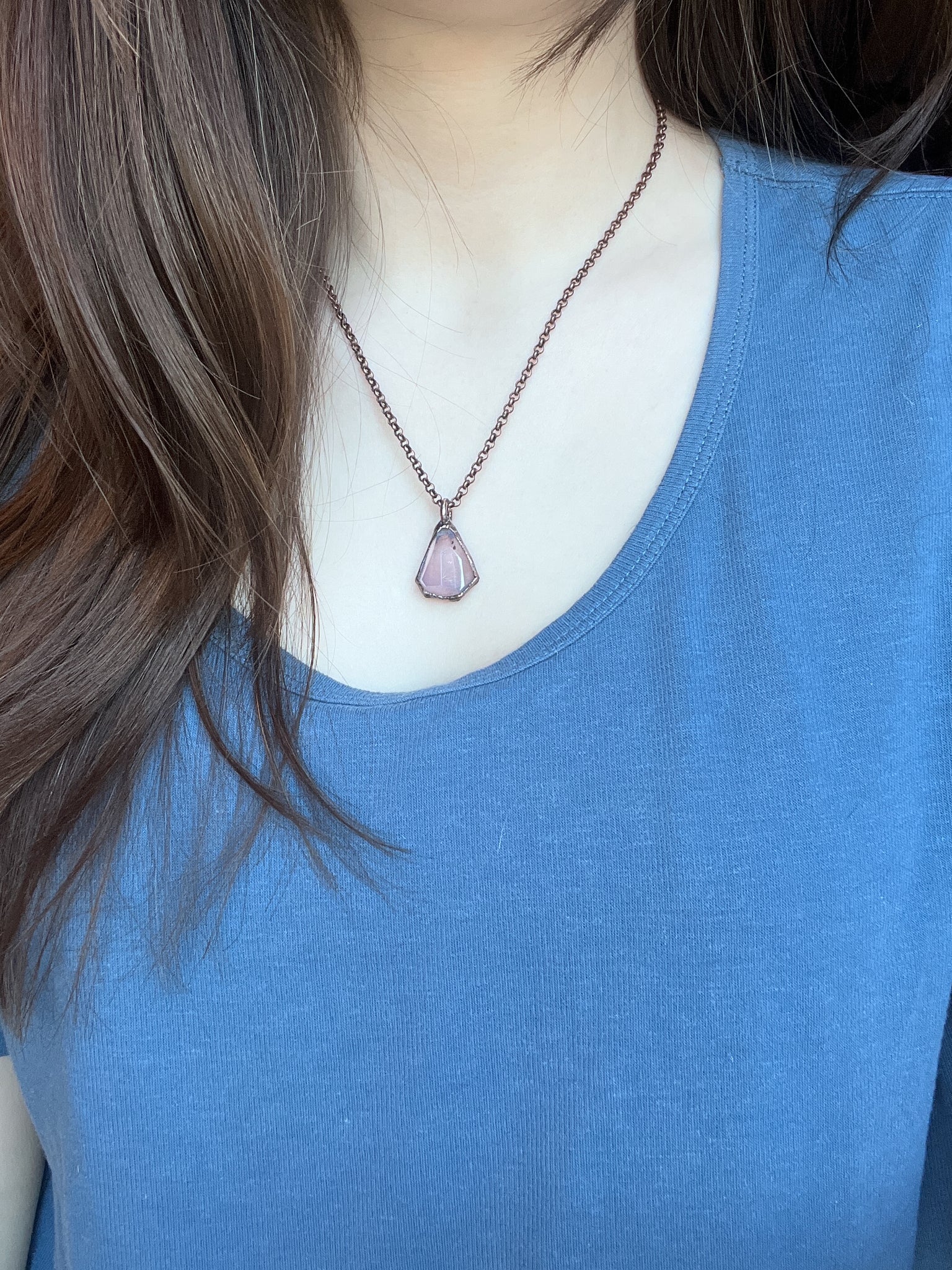 Lavender Quartz Gem Necklace - A