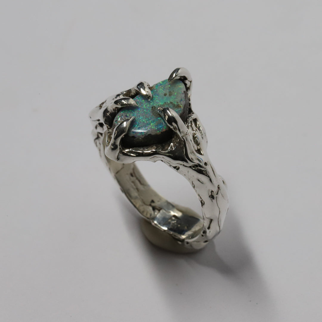 Sterling Silver Boulder Opal Ring size 9.25