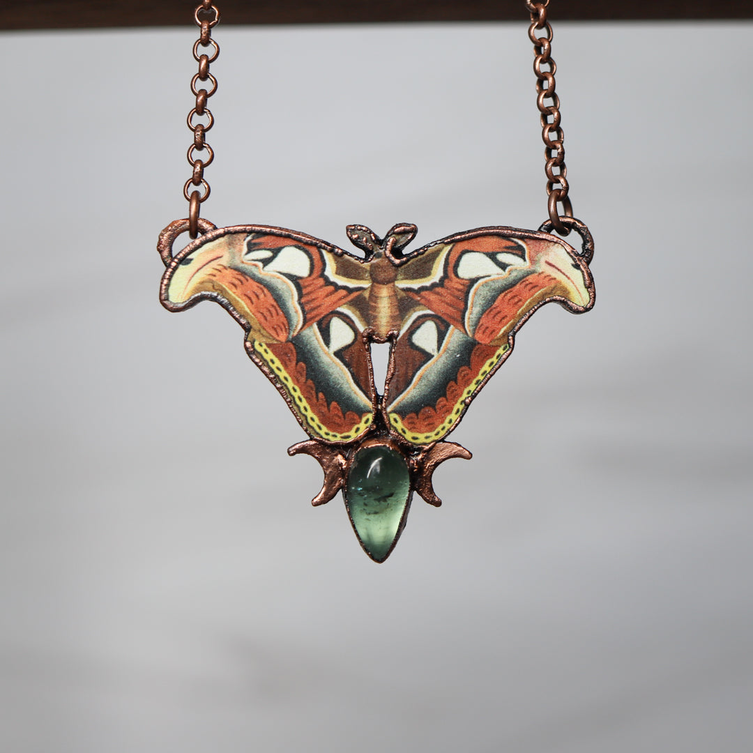 Atlas Moth Necklace Green Apatite