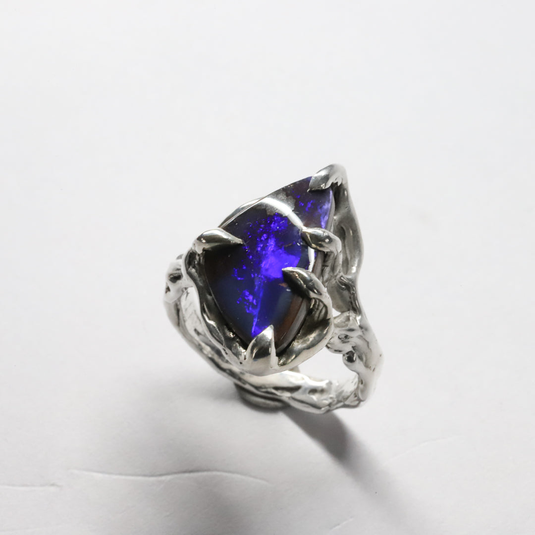 Sterling Silver Boulder Opal Ring size 8.25
