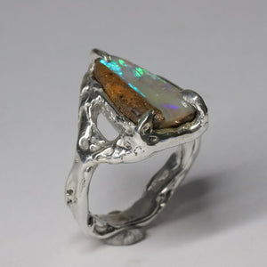 Sterling Silver Boulder Opal Ring, size 7.75