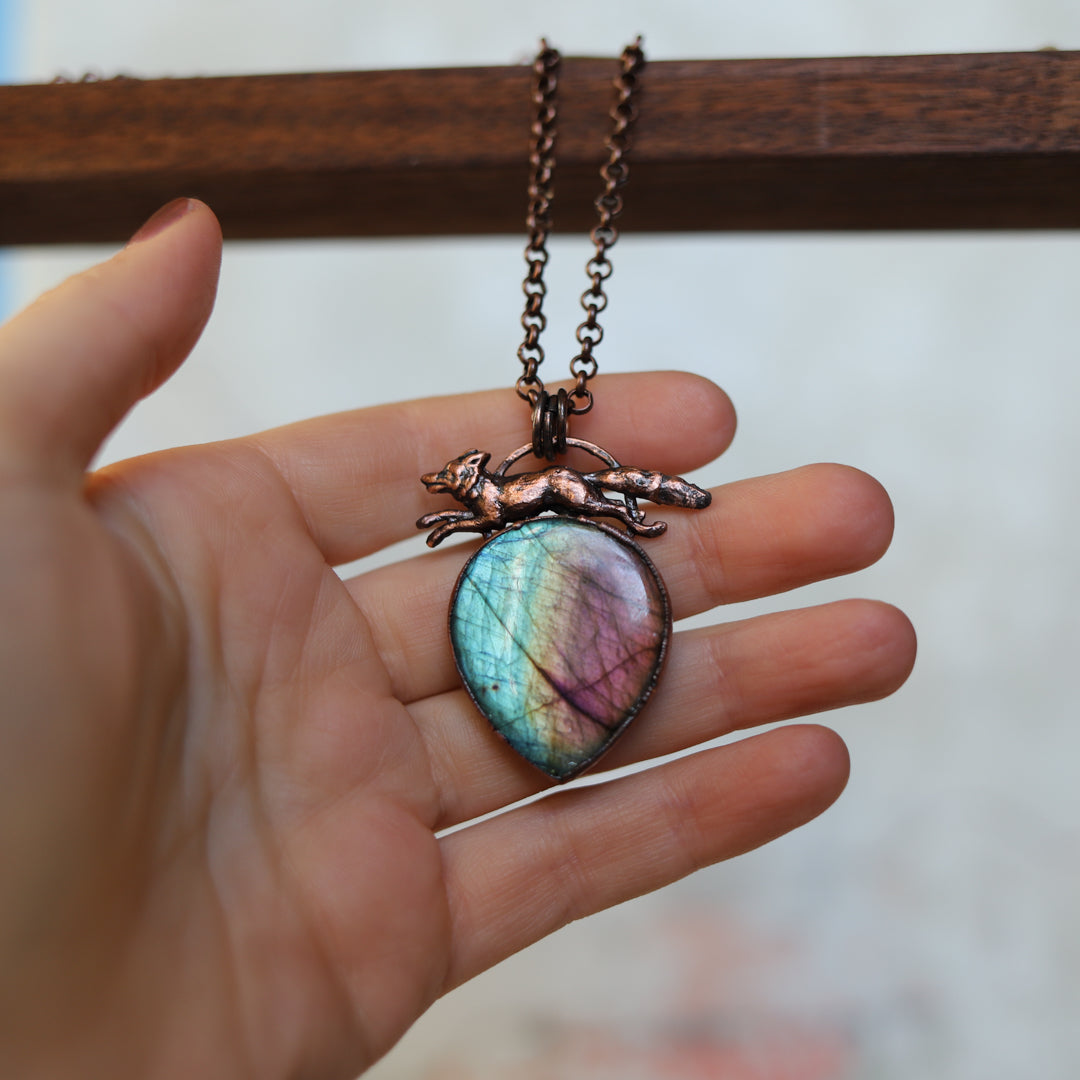 Labradorite Fox Necklace
