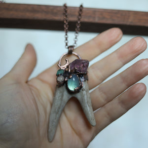 Celestial Crystal Antler Necklace