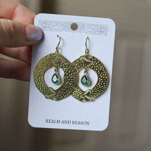 Viking World Serpent Earrings (emerald green)
