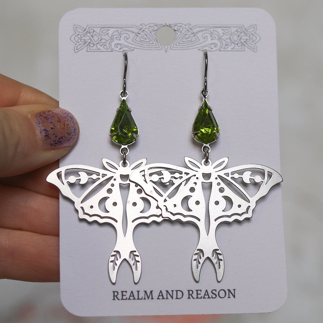 Forest Night Moth Earrings