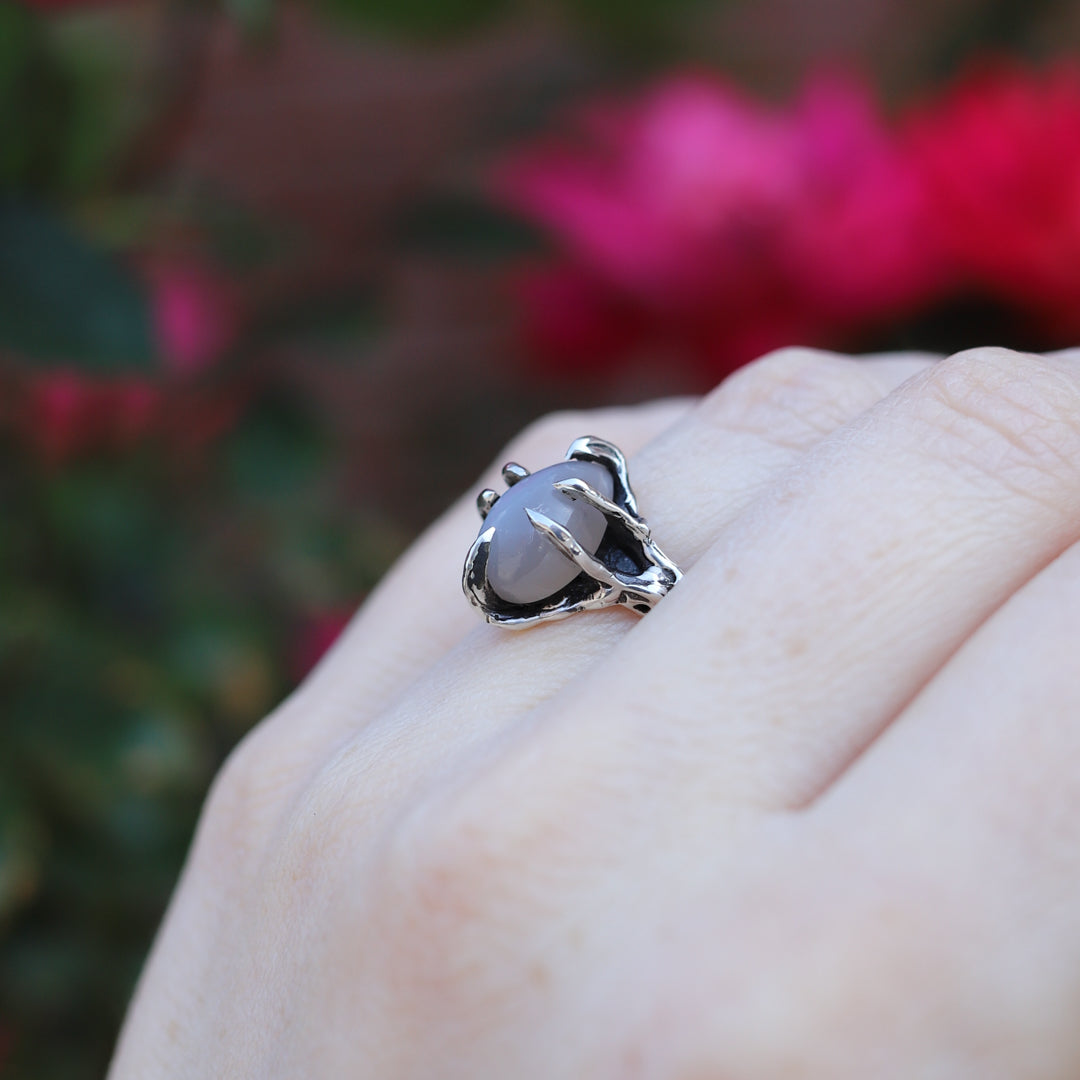 Gray Moonstone Sterling Silver Ring size 5.5