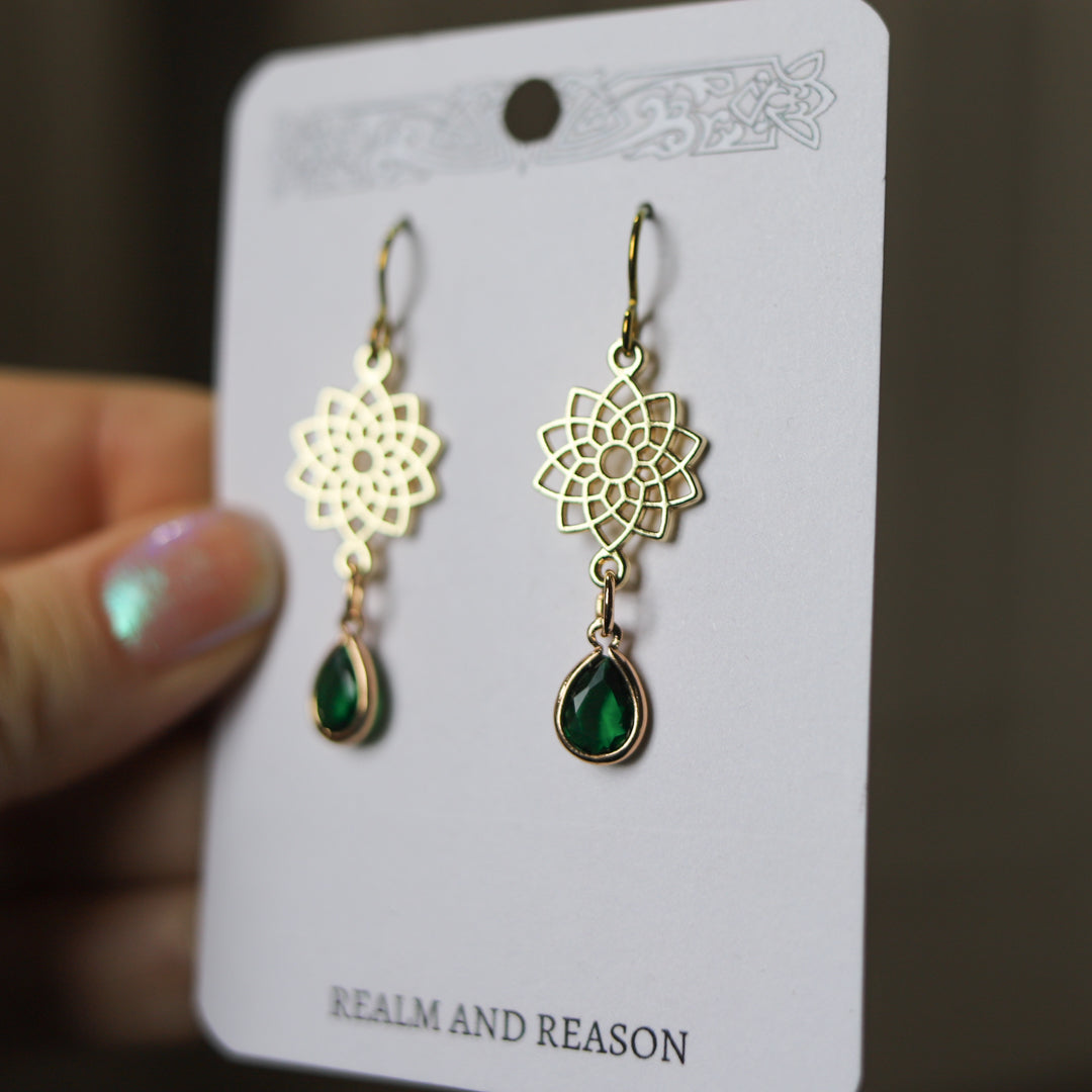 Emerald Mandala Earrings