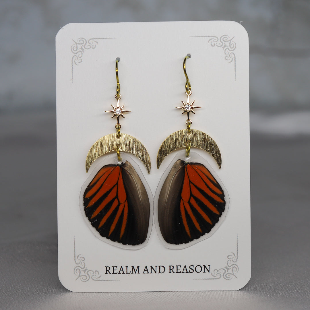 Real Butterfly Charm Earrings