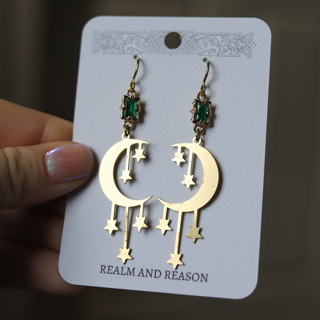 Emerald Starfall Earrings