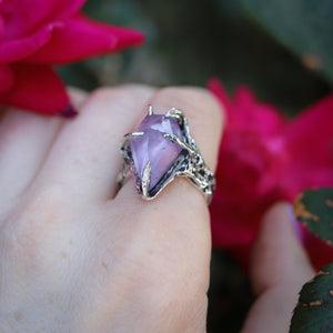 Faceted Amethyst Sterling Silver Ring size 8.5
