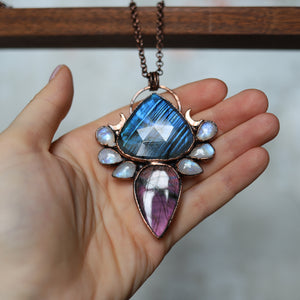 Faceted Labradorite Moon Phase Necklace