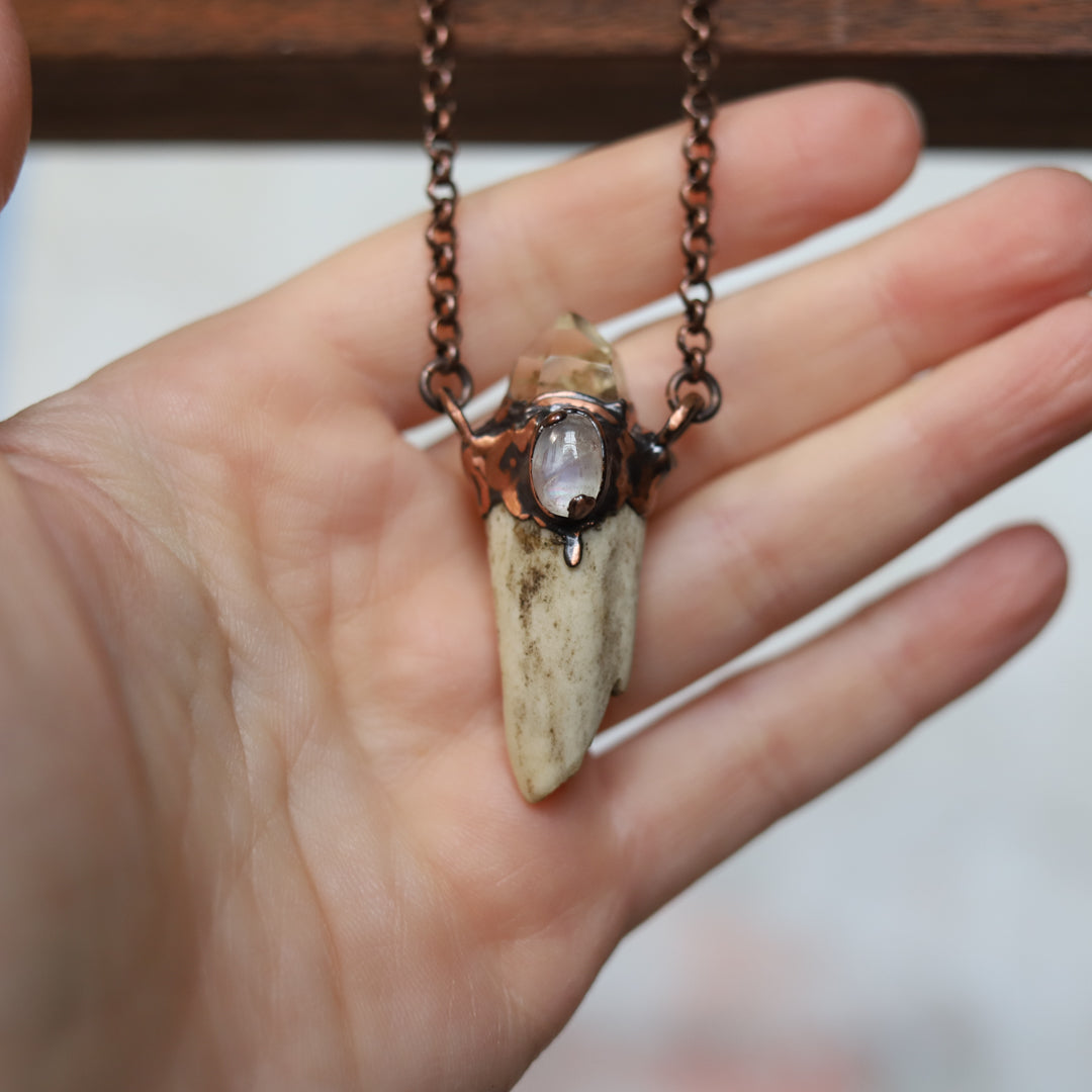 Antler, Citrine & Moonstone Necklace