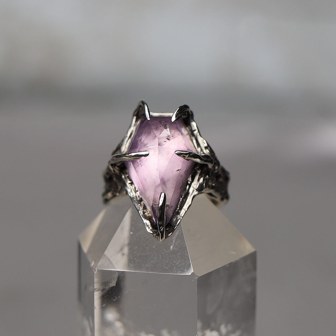 Faceted Amethyst Sterling Silver Ring size 8.5