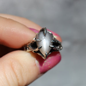 Gray Moonstone Sterling Silver Ring size 5.5