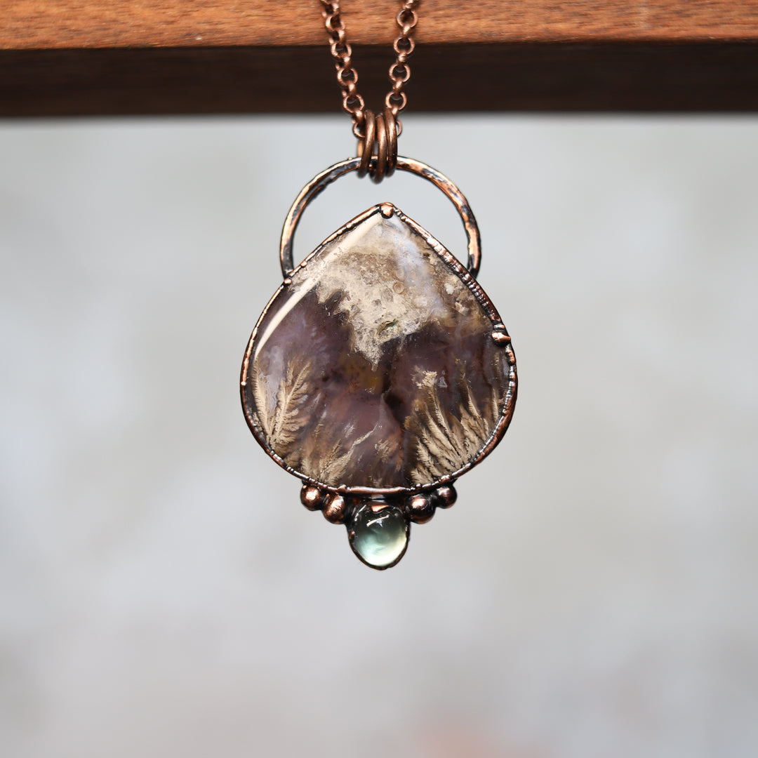 Purple Plume Agate & Green Apatite Necklace
