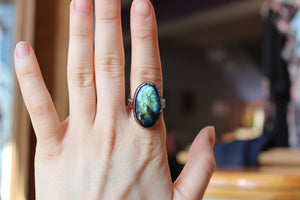 Blue/green Labradorite Ring size 9.25