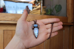 Blue Opal & Rainbow Moonstone Necklace