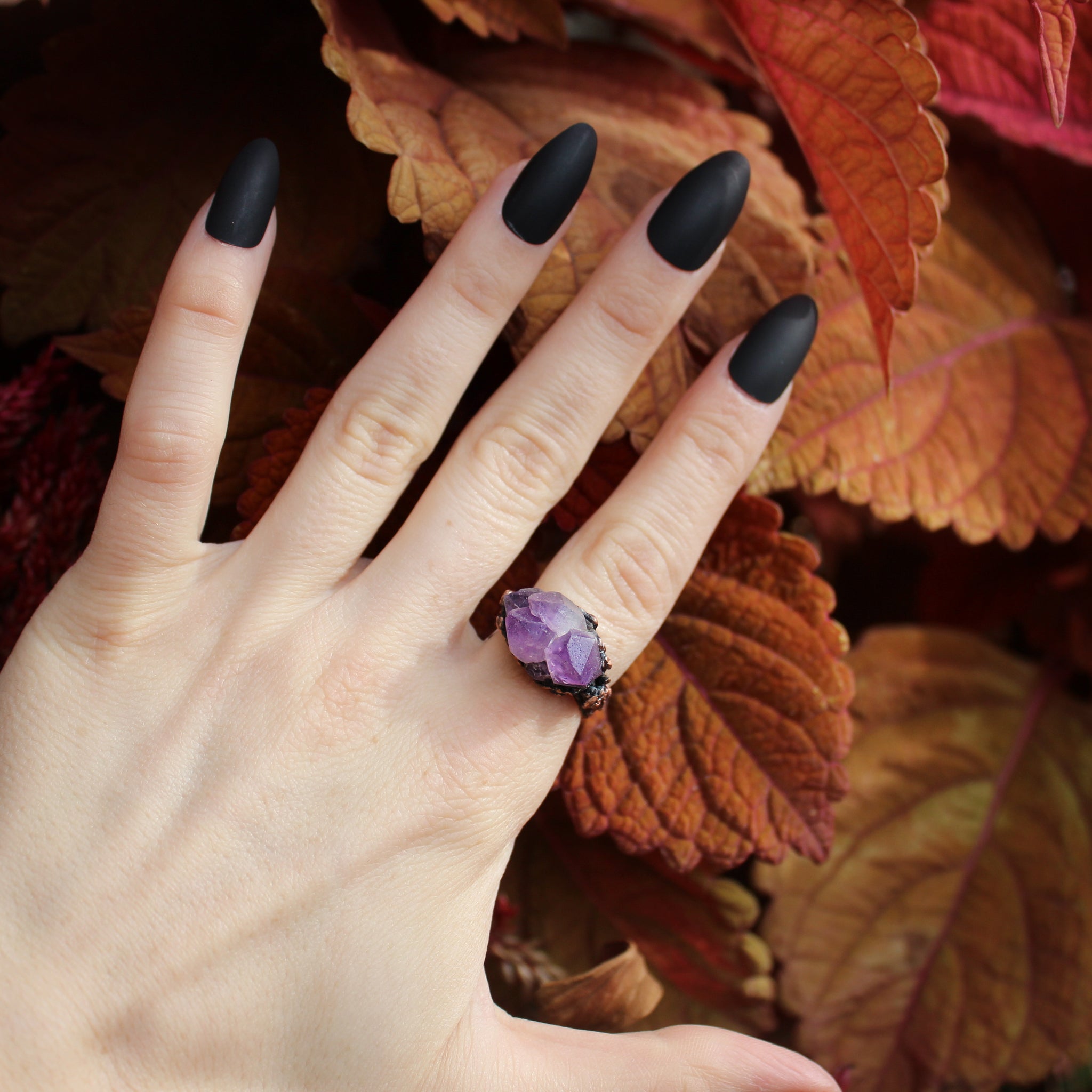 Raw Amethyst Cluster Ring size 8.25