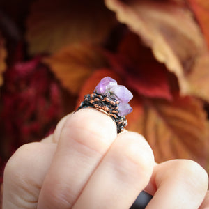 Raw Amethyst Cluster Ring size 8.25