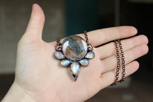 Marcasite Agate Moonphase Necklace
