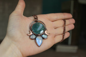 Moss Agate Moon Phase Necklace - c