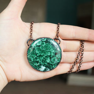 Chatoyant Malachite Full Moon Necklace - a