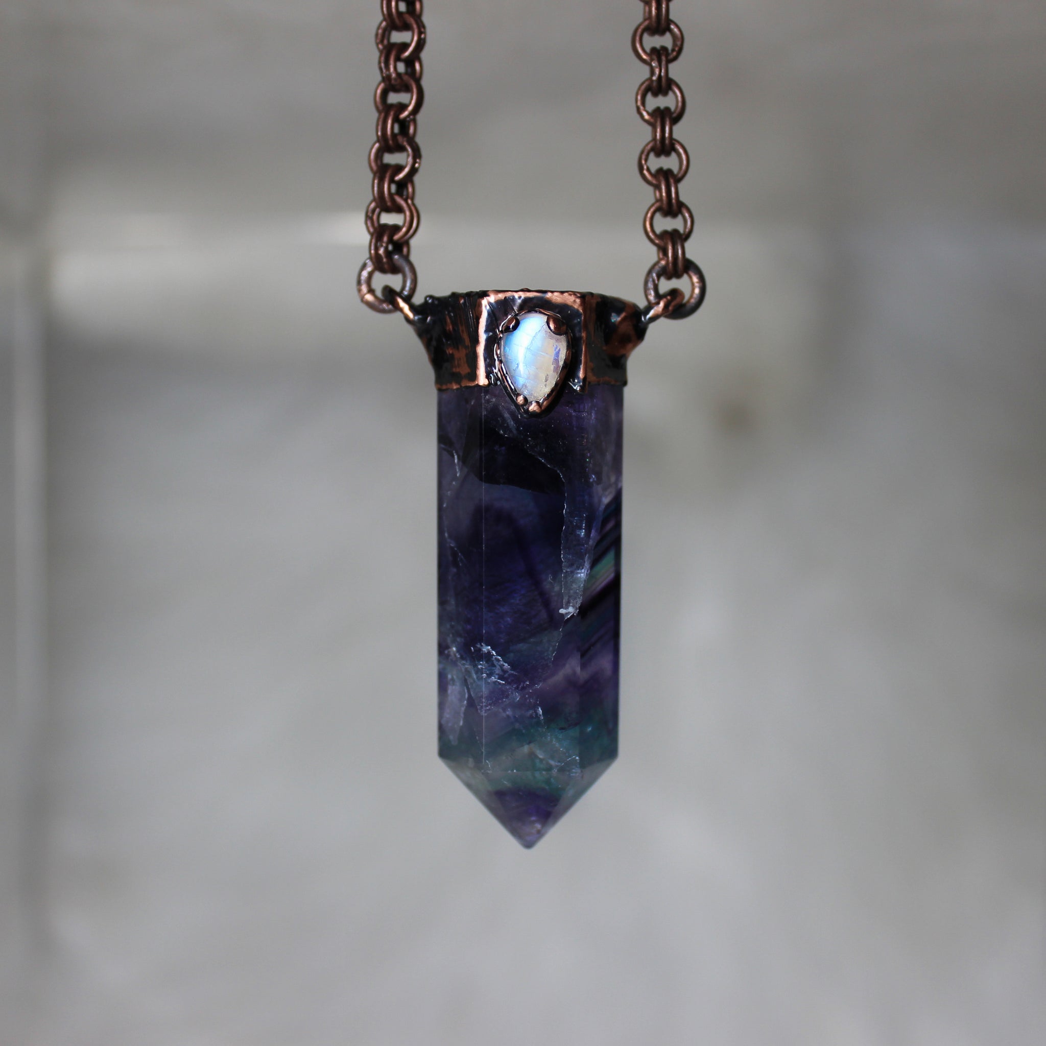 Medium Fluorite + Moonstone Necklace