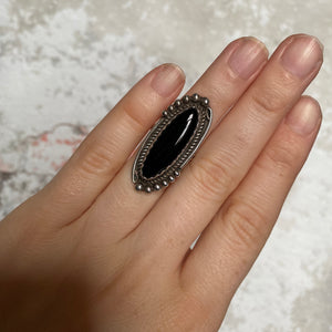 Onyx Native American Made & Signed Ring size 4.75