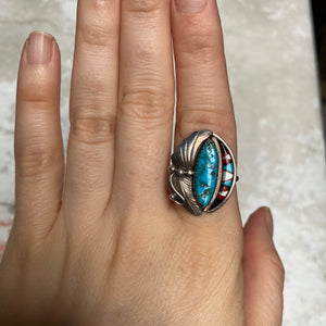 Turquoise Ring with mosaic size 7.25