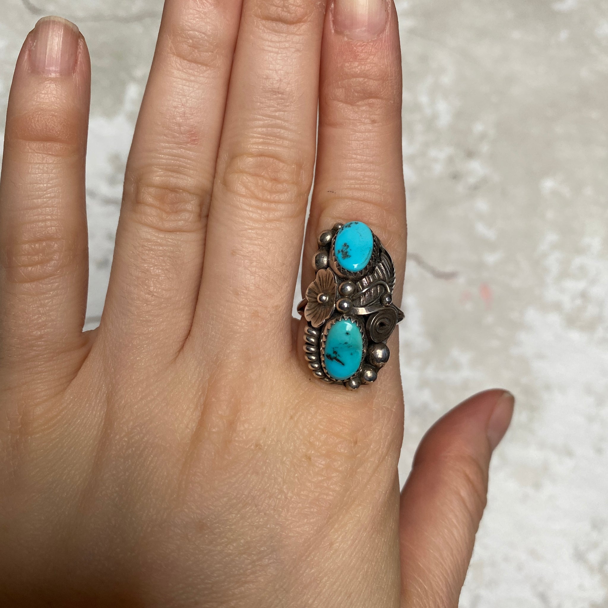 Double Turquoise Ring size 8.5