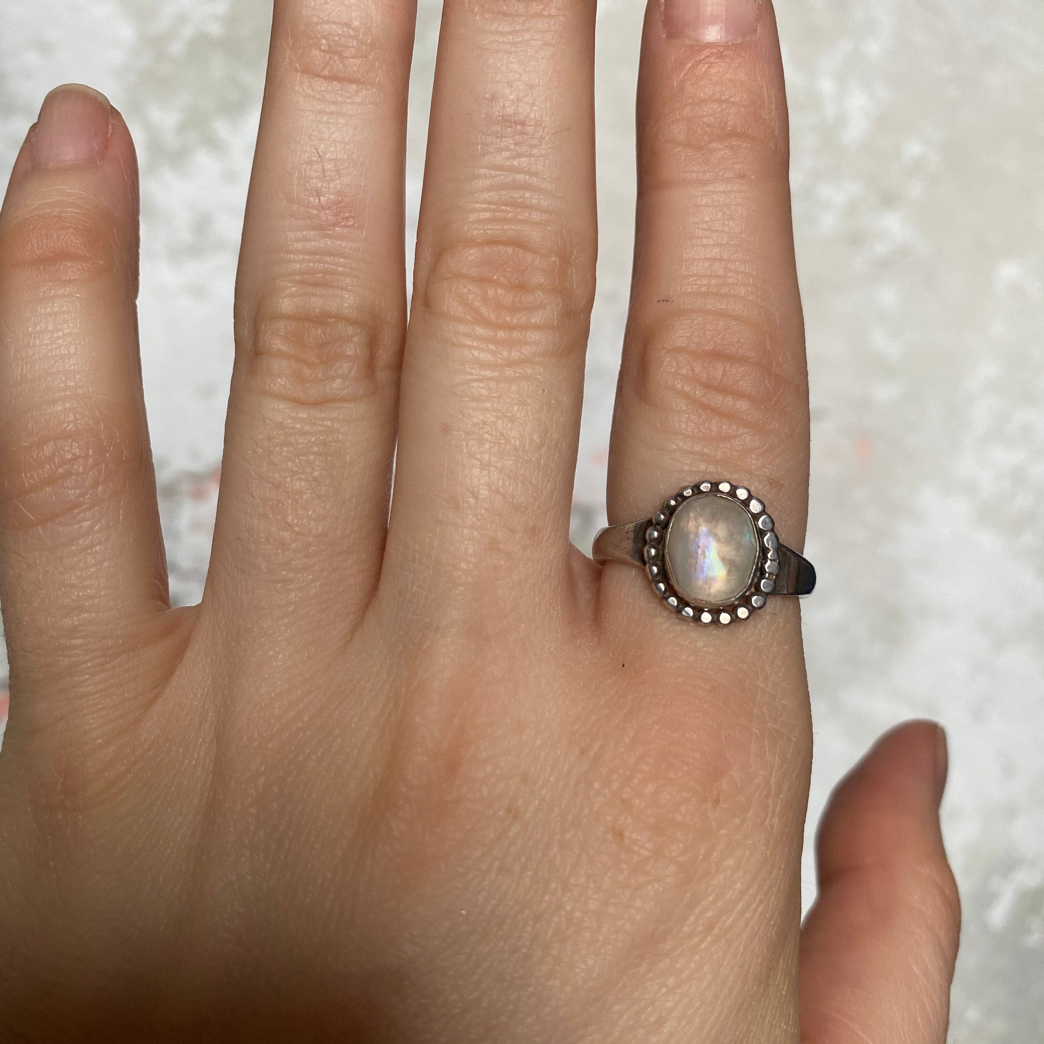 Faceted Moonstone Ring size 8.25