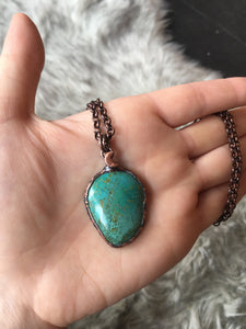 Chrysocolla Moon Necklace - F