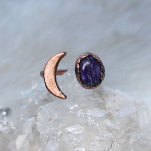 Crescent Ring with Charoite Size 7