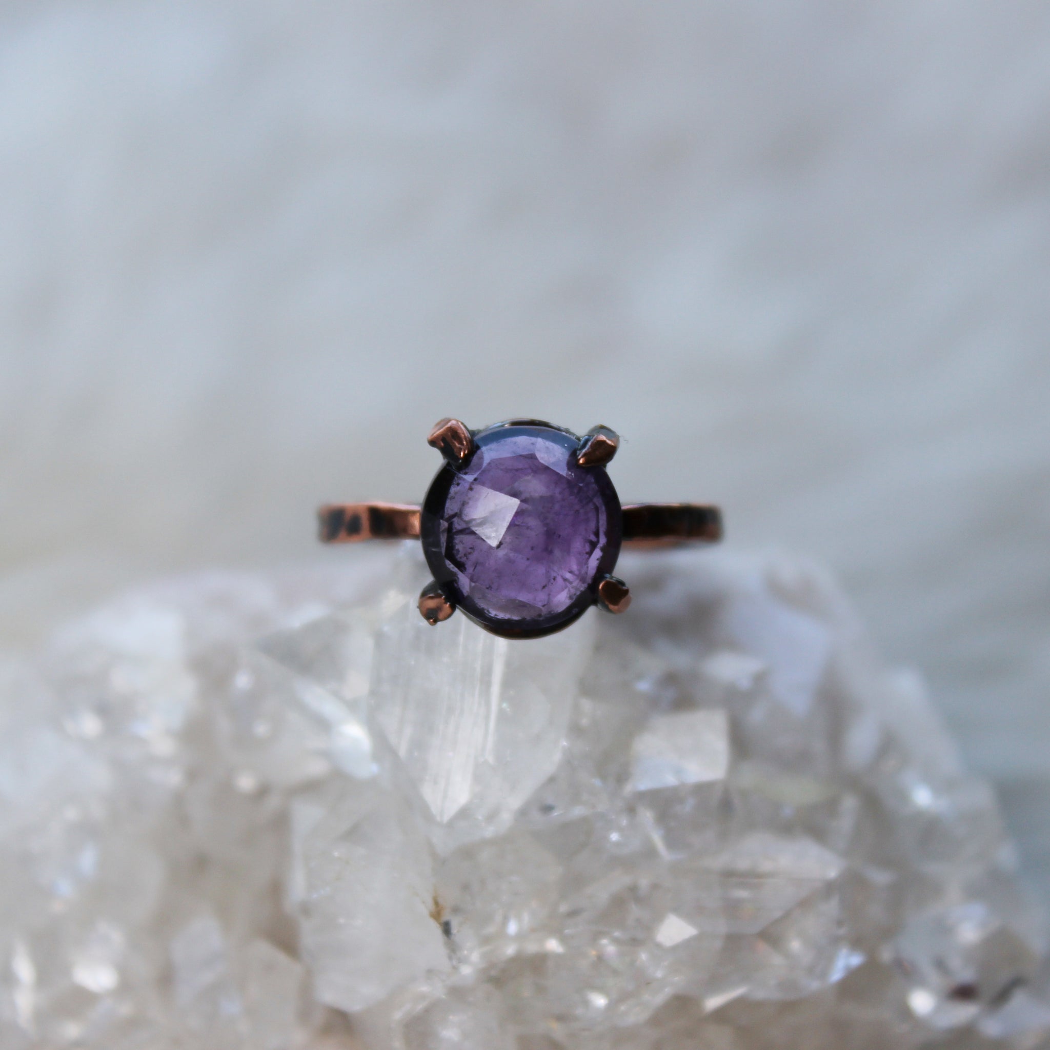 Prong Set Faceted Amethyst Ring size 7.5